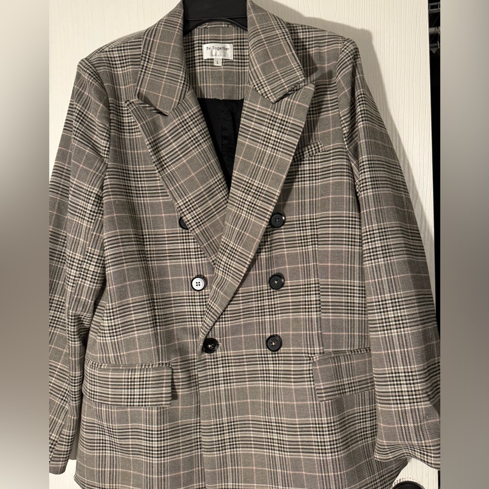 Double breasted plaid blazer size large